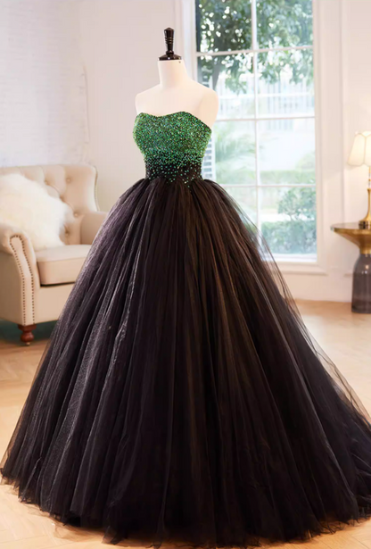 Alluring Strapless A-Line Sweet 16th Gowns Sequins Tulle Prom Dress AP5853