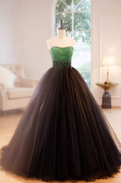 Alluring Strapless A-Line Sweet 16th Gowns Sequins Tulle Prom Dress AP5853