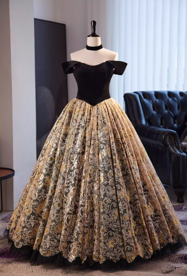 Glam A-Line Off-Shoulder Evening Gowns Textured Floral Tulle Prom Dress AP5855