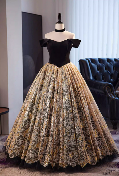Glam A-Line Off-Shoulder Evening Gowns Textured Floral Tulle Prom Dress AP5855