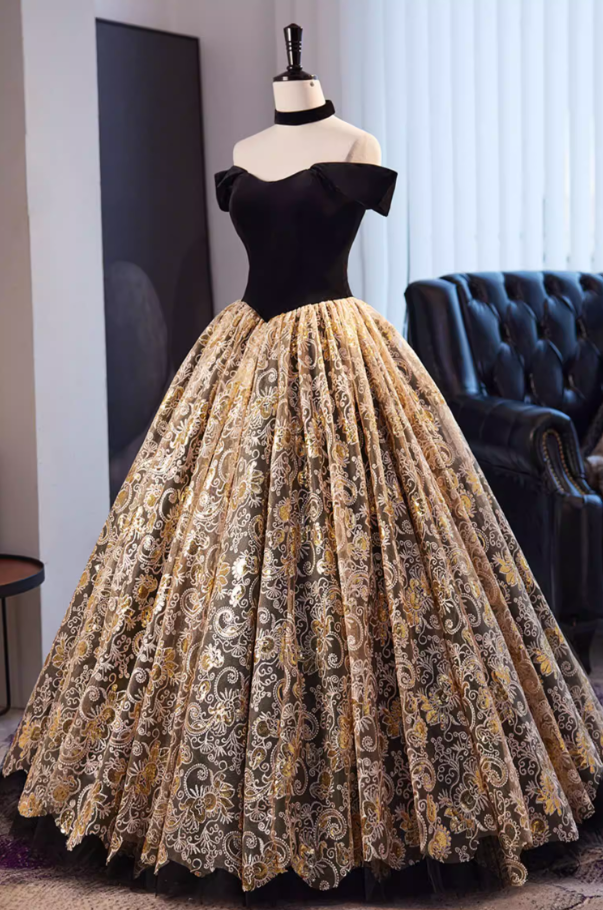 Glam A-Line Off-Shoulder Evening Gowns Textured Floral Tulle Prom Dress AP5855