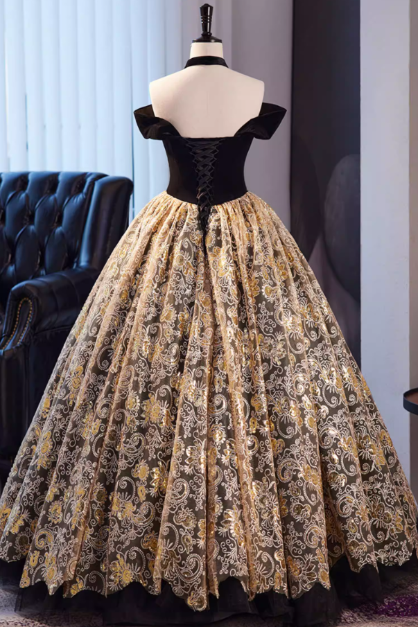 Glam A-Line Off-Shoulder Evening Gowns Textured Floral Tulle Prom Dress AP5855