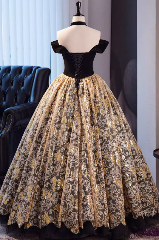 Glam A-Line Off-Shoulder Evening Gowns Textured Floral Tulle Prom Dress AP5855