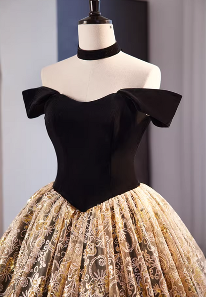 Glam A-Line Off-Shoulder Evening Gowns Textured Floral Tulle Prom Dress AP5855