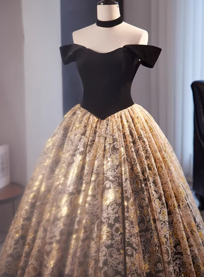 Glam A-Line Off-Shoulder Evening Gowns Textured Floral Tulle Prom Dress AP5855