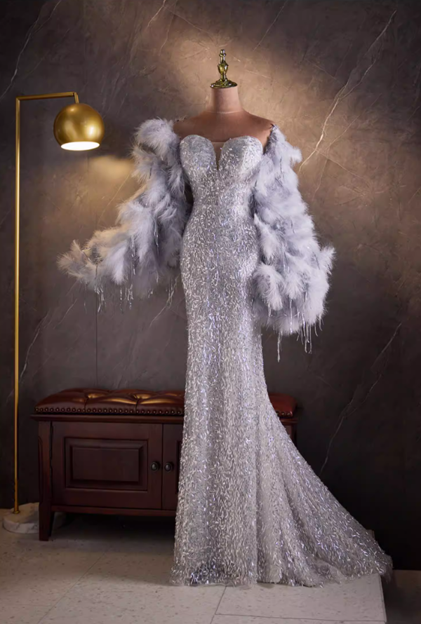 Victorian-Inspired Sweetheart Neck Evening Mermaid Dress Sequins Prom Dress AP5864