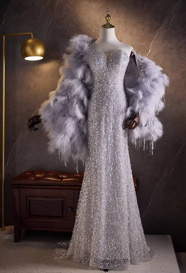 Victorian-Inspired Sweetheart Neck Evening Mermaid Dress Sequins Prom Dress AP5864