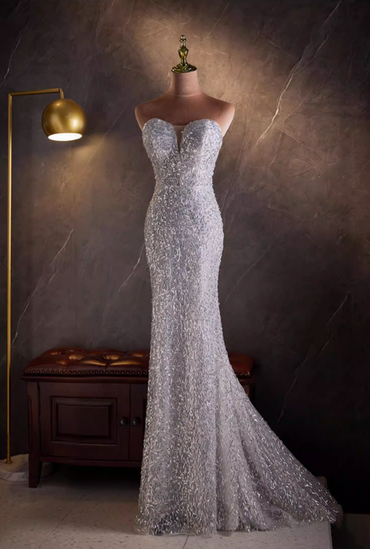 Victorian-Inspired Sweetheart Neck Evening Mermaid Dress Sequins Prom Dress AP5864