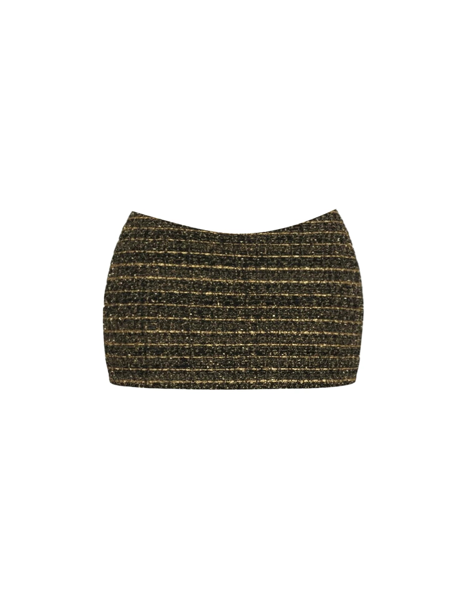 Fascinating Off-Shoulder Long Sleeve Bodycon Mini Skirt Chic Black Top Faux Fur Collar Two-Piece Gold-Striped Tweed Short Dress AP5908