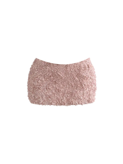 Splendid Jewel Neck Long Sleeve Two-Piece Fuzzy Bodycon Mini Skirt Cozy Pastel Green Ribbed Knit Button-Up Cardigan Pink Short Dress AP5909