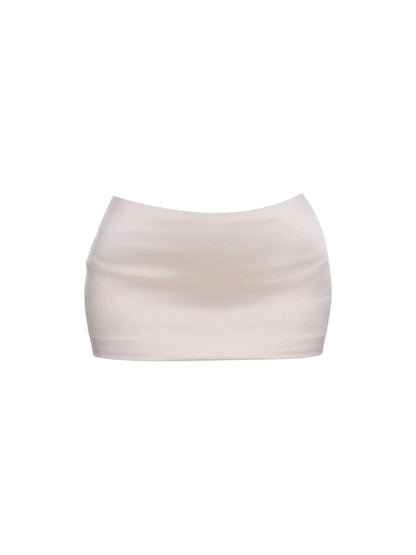 Sleek Strapless Corset Two-Piece Set Bodycon Mini Skirt Fashion Ivory Slim-Fit Top High-Waisted Short Dress AP5915