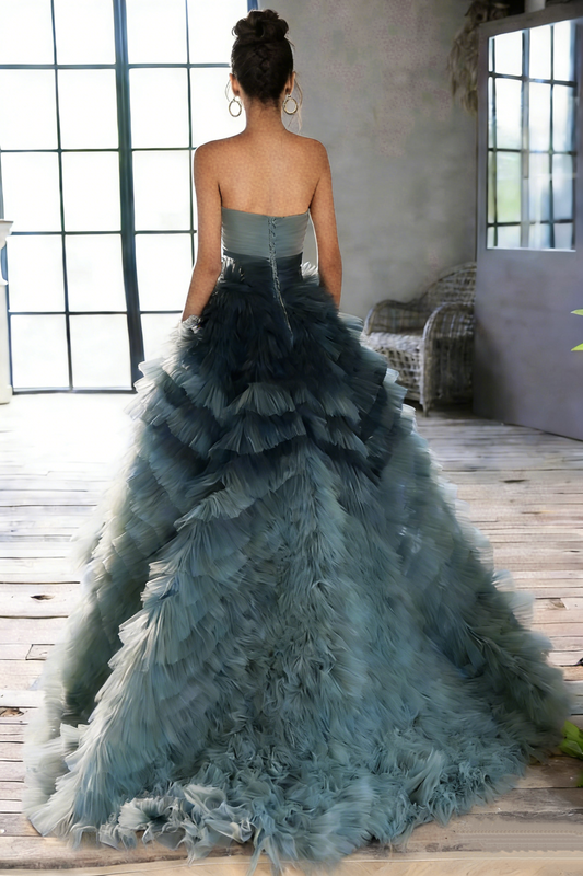Cute Strapless A-Line Sweet 16th Gowns Pleated Tulle Prom Dress AP5930