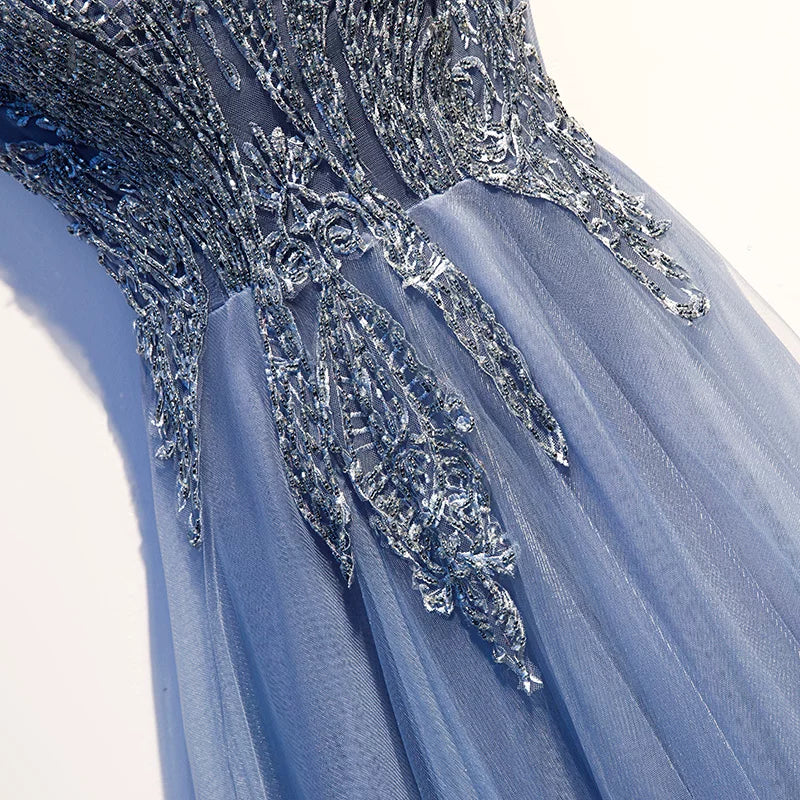 Ethereal Jewel Neck A-Line Layered Tulle Sweet 16th Gowns Short Sleeve Tassel Appliques Beaded Prom Dress AP5936
