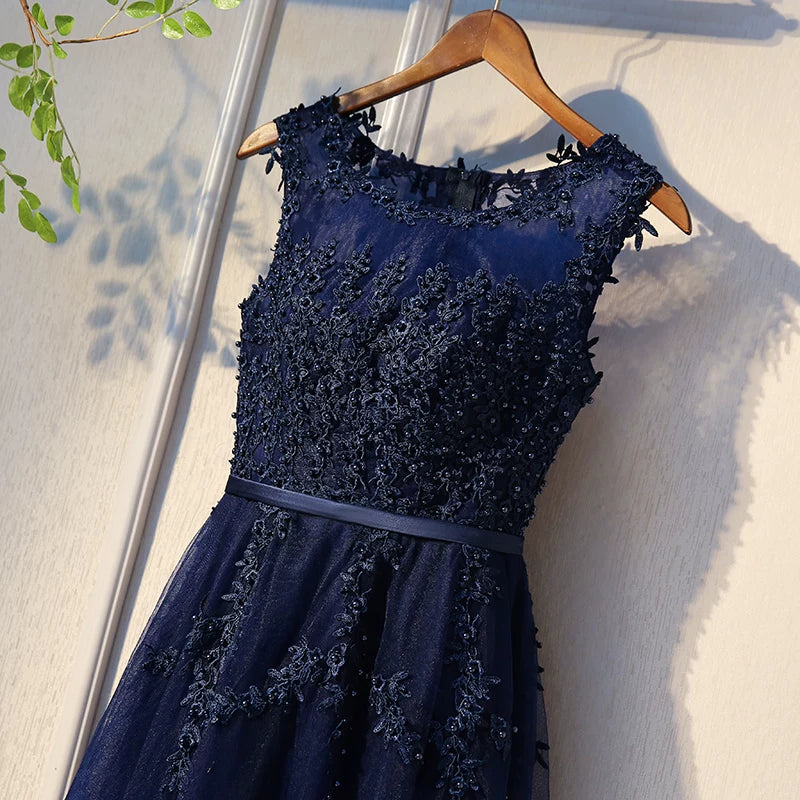 Glamorous Jewel Neck A-Line Sweet 16th Gowns Appliques Beads Tulle Prom Dress AP5939