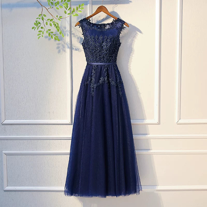 Glamorous Jewel Neck A-Line Sweet 16th Gowns Appliques Beads Tulle Prom Dress AP5939
