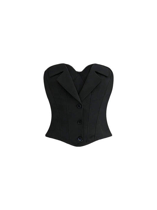 Pretty Strapless Two-Piece Set A-Line Mini Skirt Versatile Black Bustier Top Grey Tiered Ruffle Short Dress AP5966