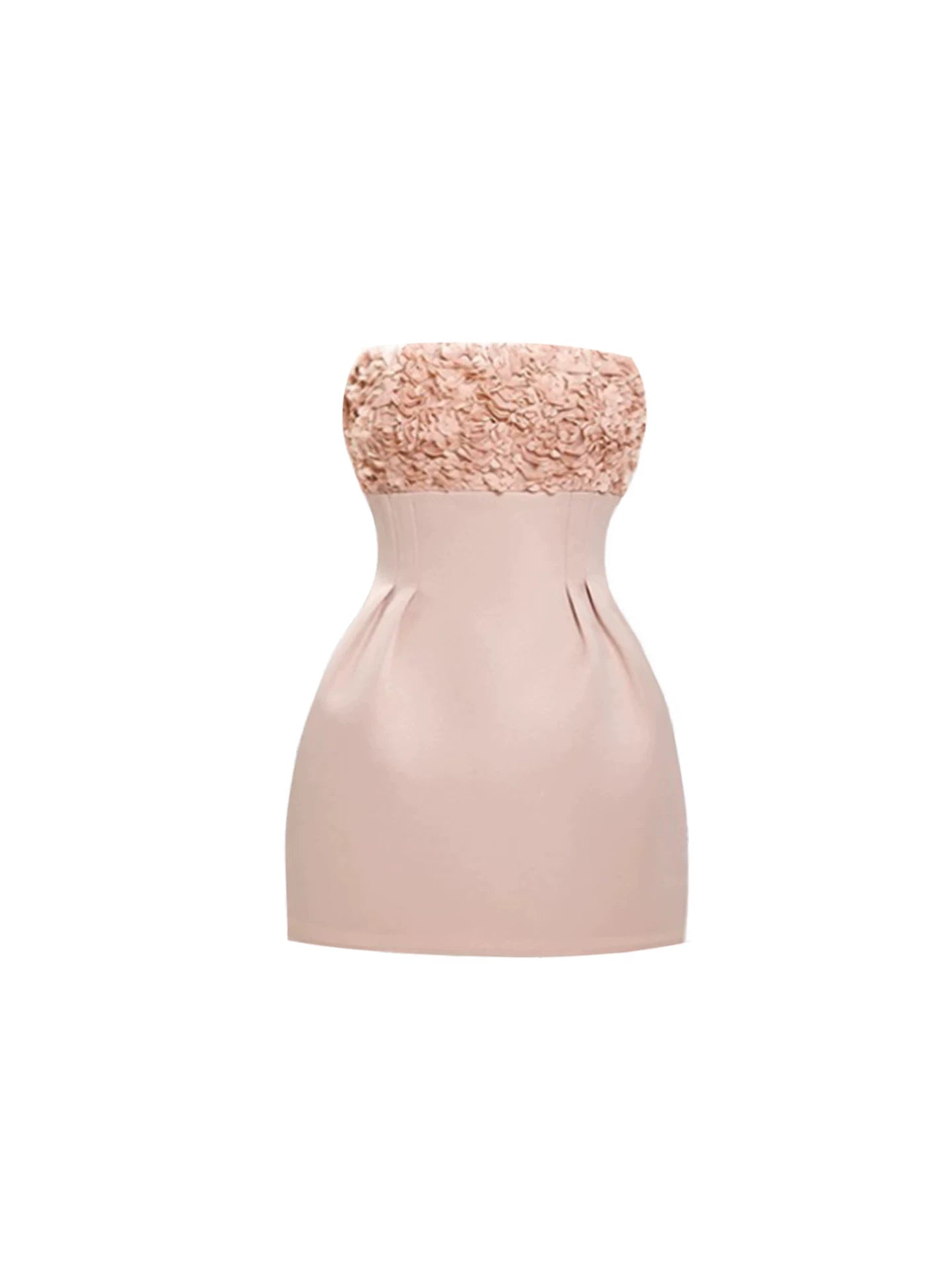 Fascinating 3D Flower Top Corset Bodice Pleated Bodycon Mini Skirt Romantic Blush Pink Strapless Short Dress AP5987