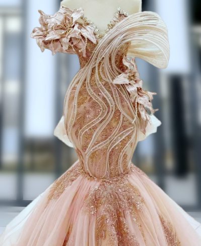 Bling Off-Shoulder Mermaid Sweet 16th Dresses Beading Sequins Handmade Flowers Prom Dress AP6036
