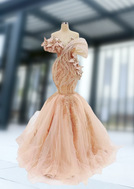 Bling Off-Shoulder Mermaid Sweet 16th Dresses Beading Sequins Handmade Flowers Prom Dress AP6036