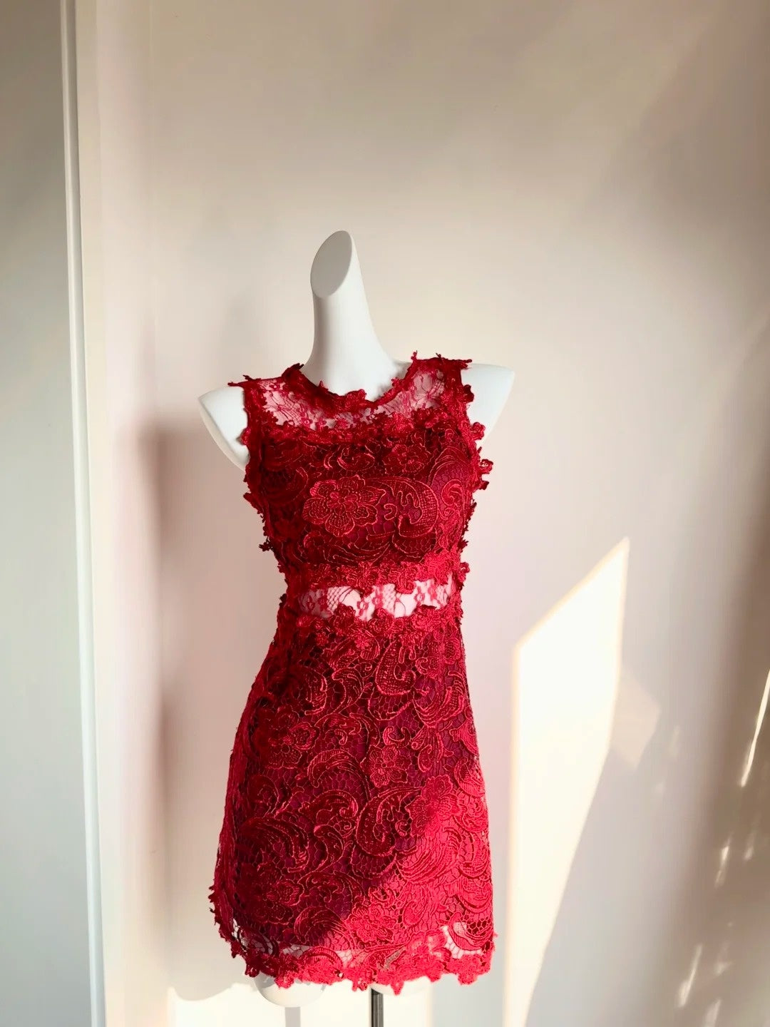 Sexy Jewel Neck Sheath Birthday Gowns Appliques Red Homecoming Dress AP6041