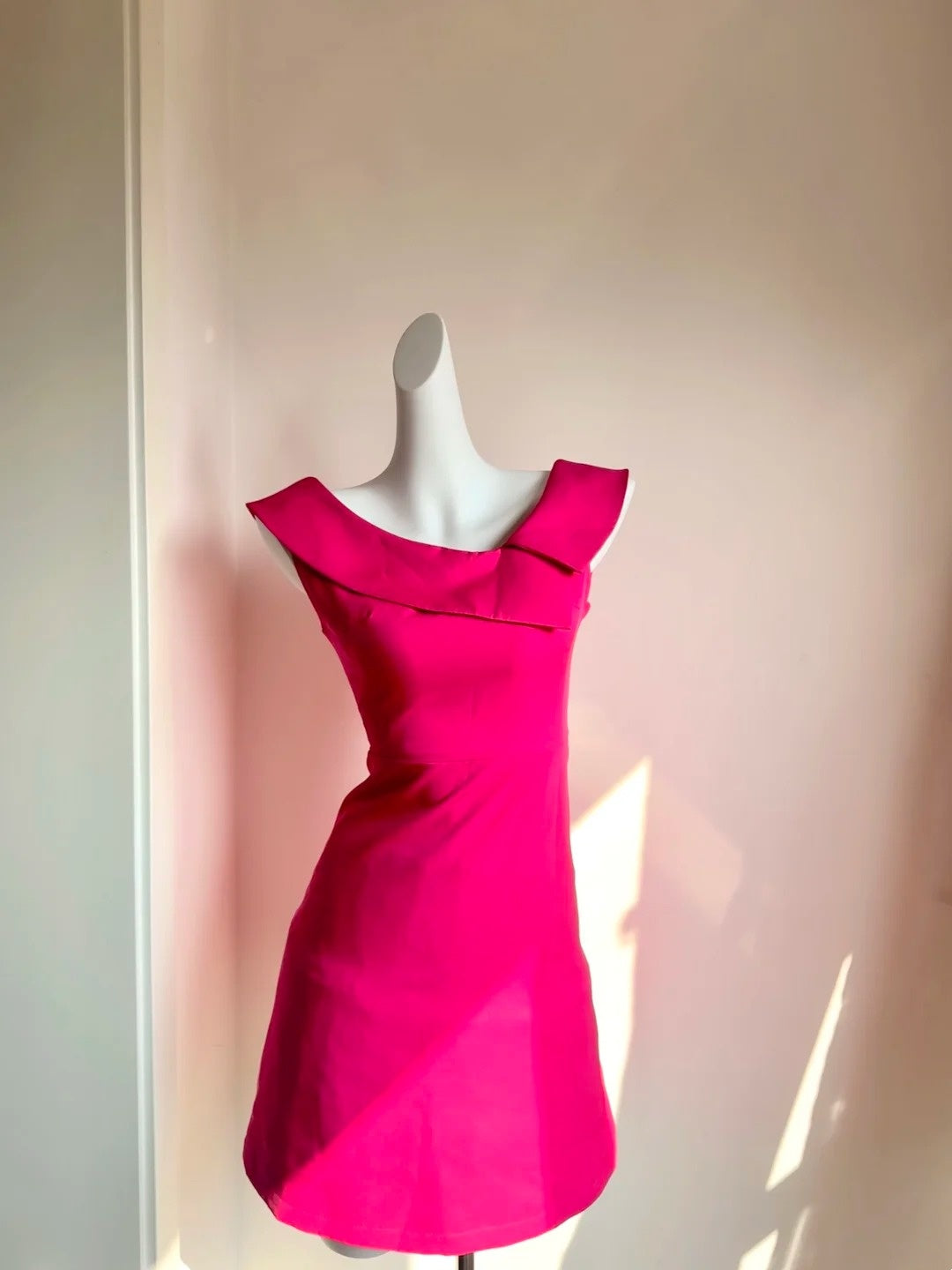 Vogue Asymmetric Neck A-Line Birthday Dresses Hot Pink Homecoming Dress AP6042