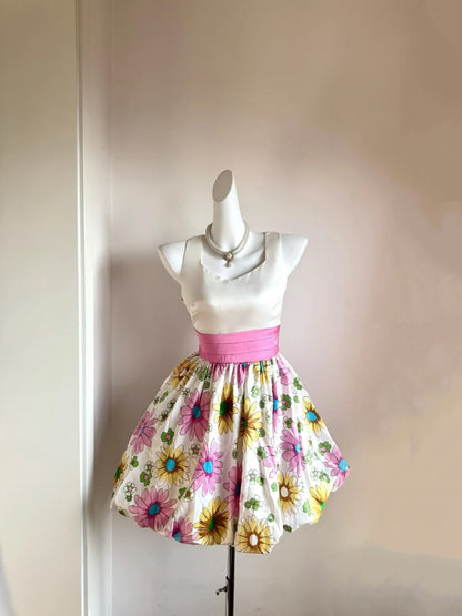 Princess Square Neck A-Line Birthday Dresses Floral Homecoming Dress AP6044
