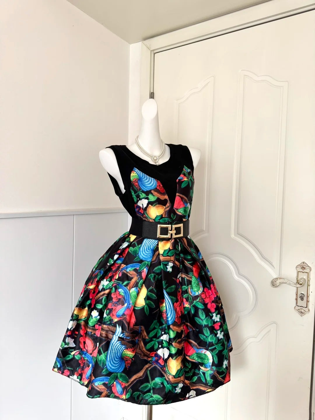 Pretty Jewel Neck A-Line Birthday Dresses Printed Homecoming Dress AP6045