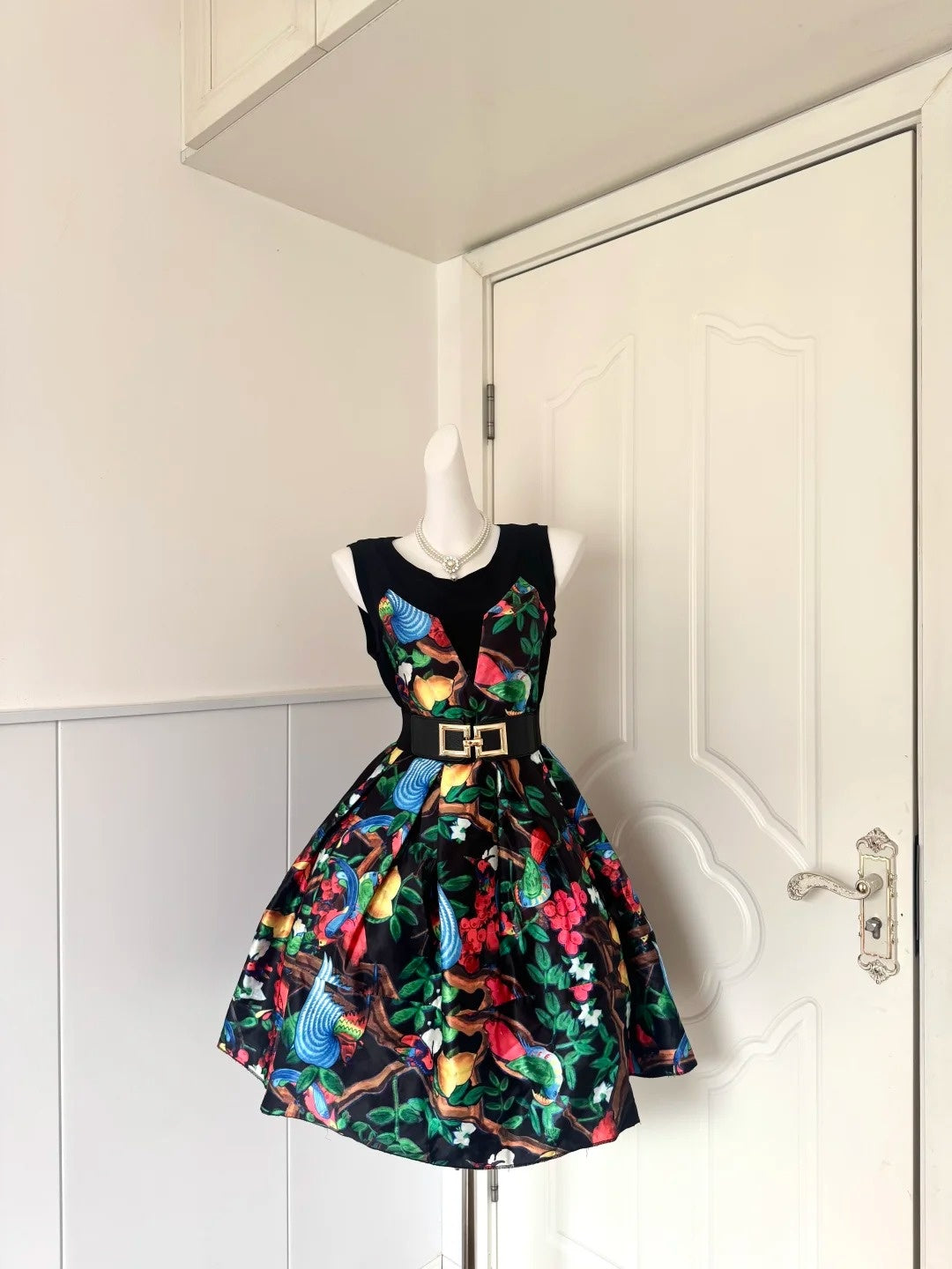 Pretty Jewel Neck A-Line Birthday Dresses Printed Homecoming Dress AP6045