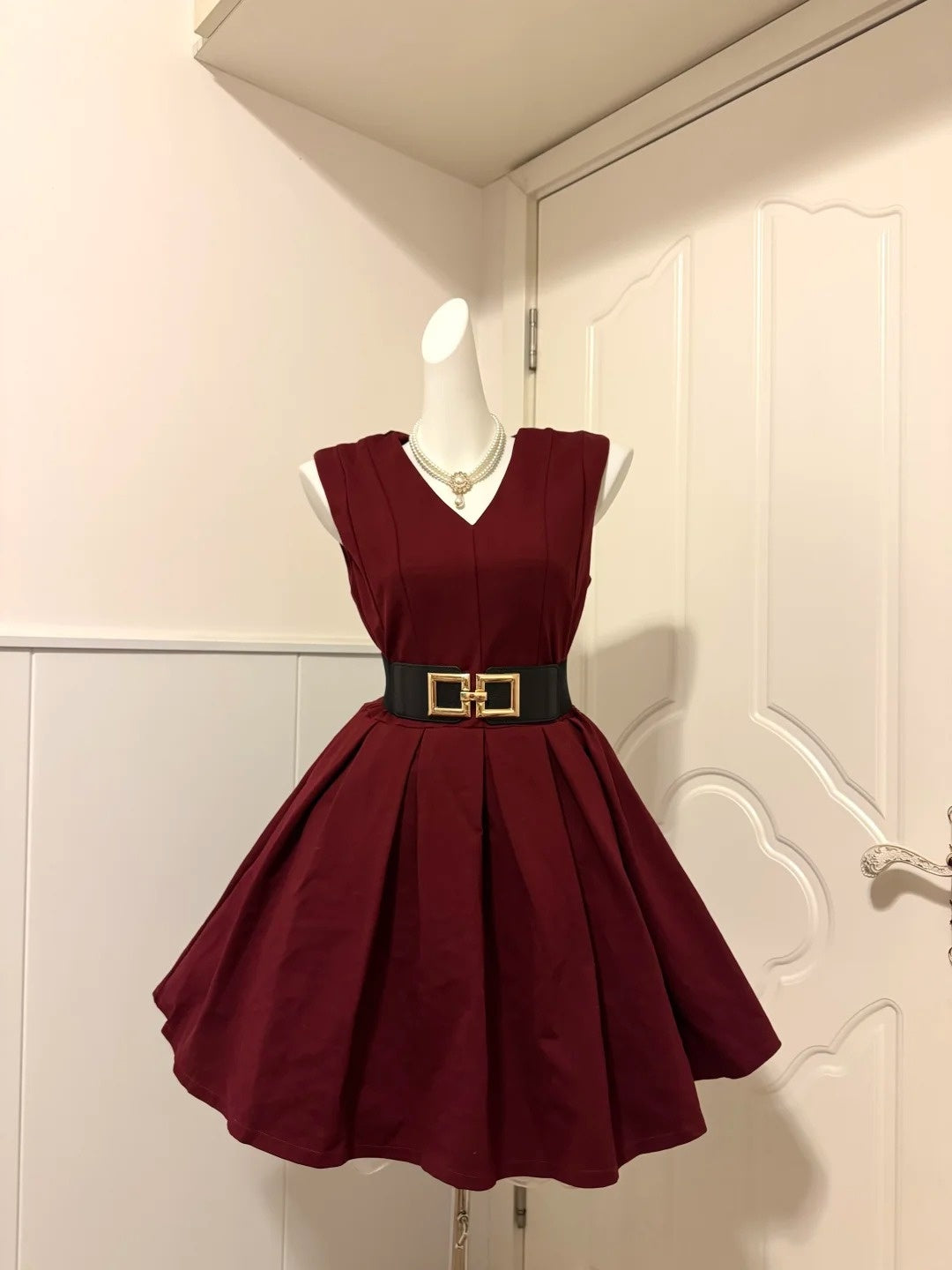 Hottie Jewel Neck A-Line Birthday Dresses Red Pleated Homecoming Dress AP6050