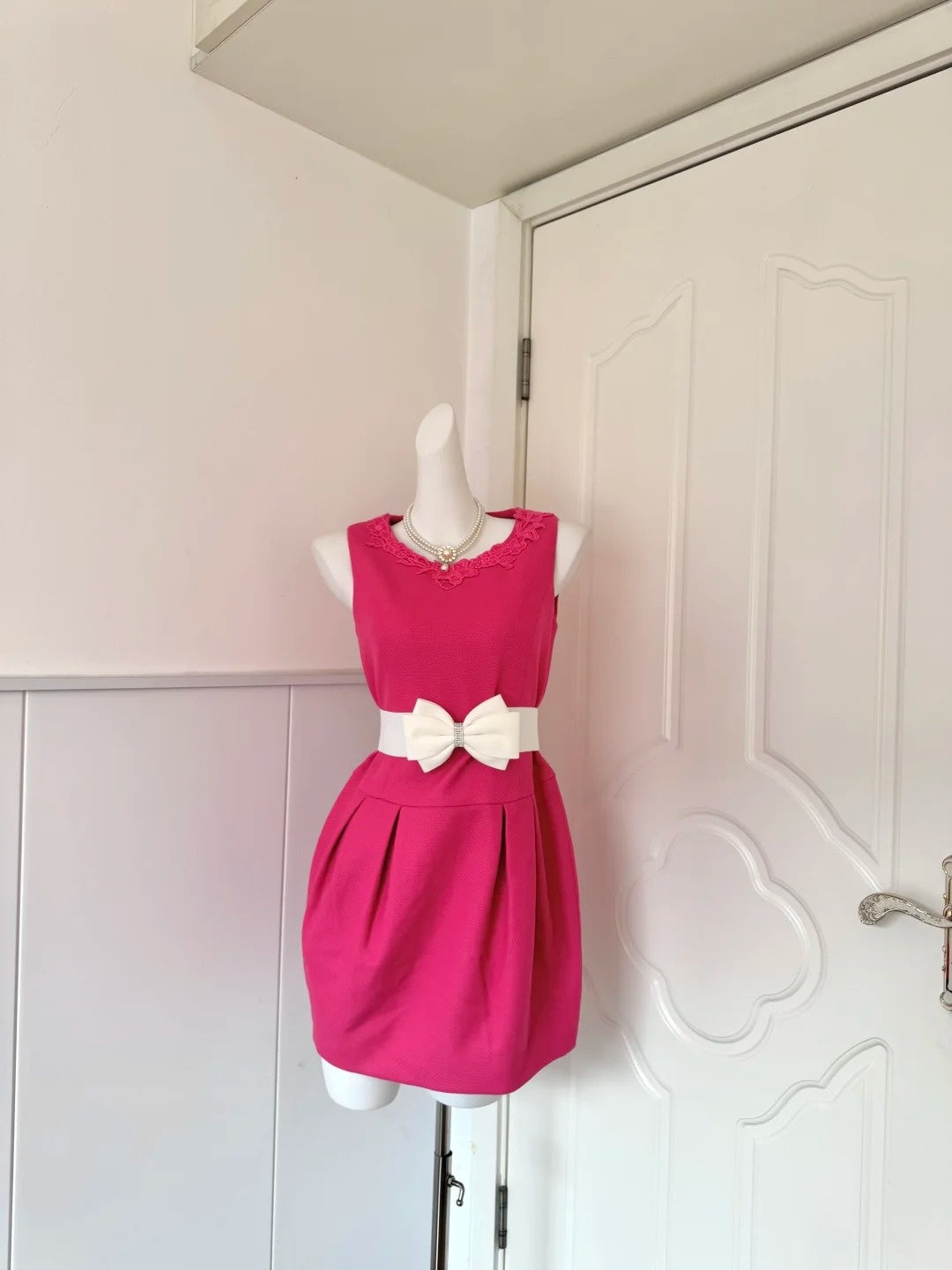 Y2K Style Jewel Neck Sheath Birthday Gowns Applique Bow Homecoming Dress AP6051