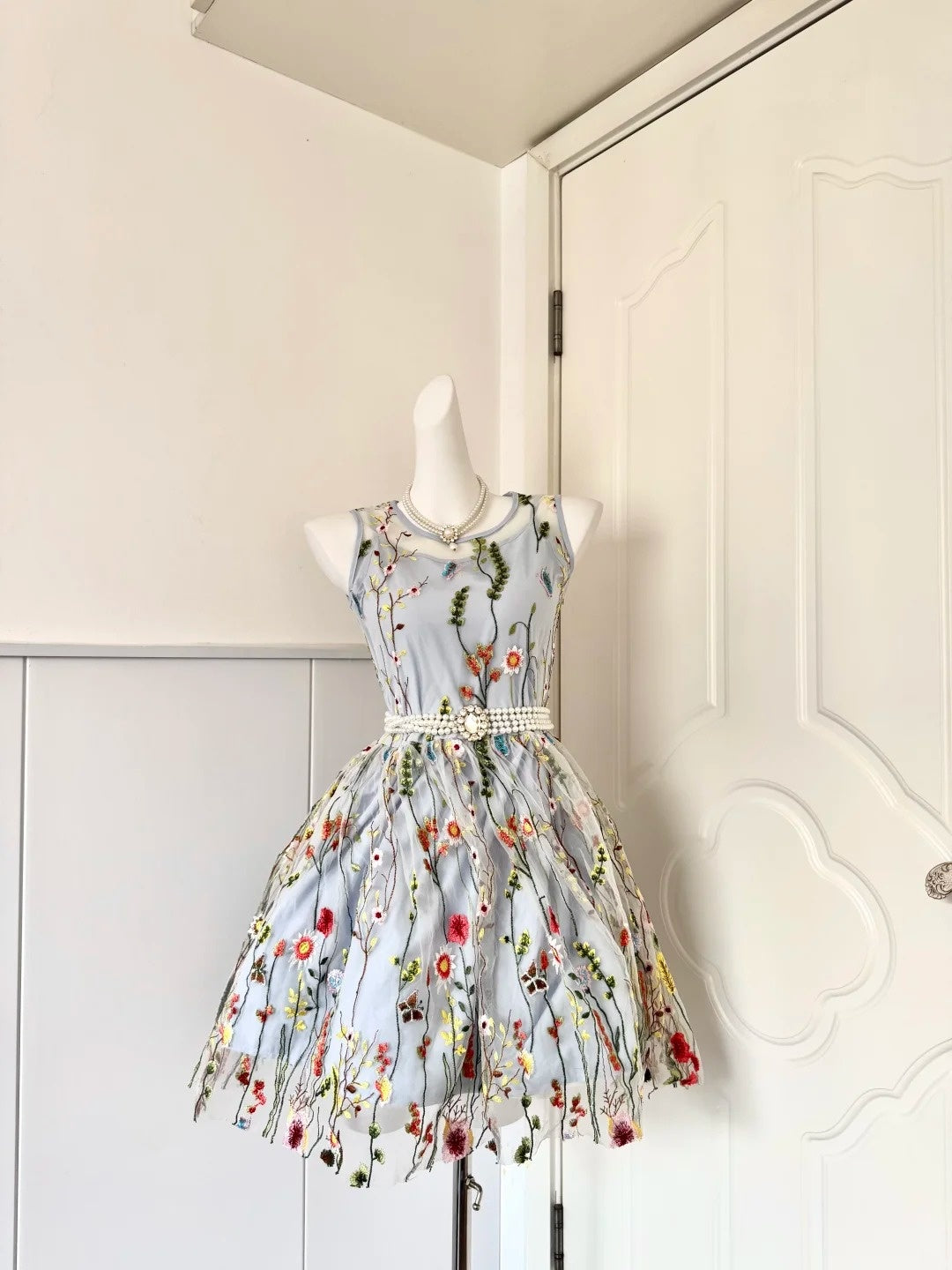 Amazing Jewel Neck A-Line Birthday Dresses Floral Embroidery Tulle Homecoming Dress AP6064