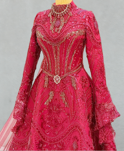 Fashionable A-Line High Collar Sweet 16th Dresses Appliques Sequins Long Sleeve Prom Dress AP6106