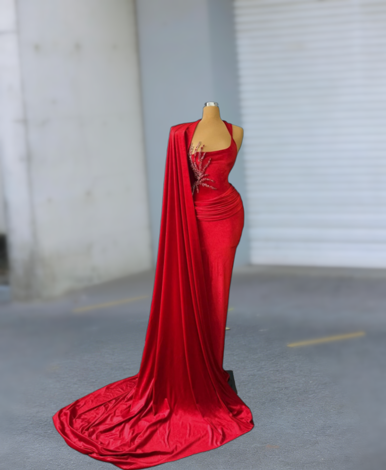 Simple Sheath Asymmetric Neck Sweet 16th Dresses With Sash Crystals Red Prom Dress AP6111