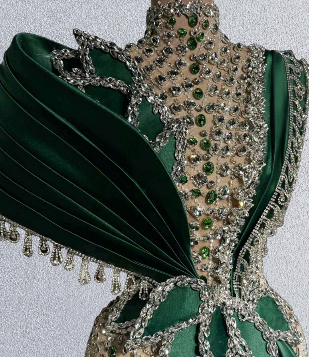Stylish Sheath High Collar Green Sash Sweet 16th Dresses Beading Crystals Prom Dress AP6118