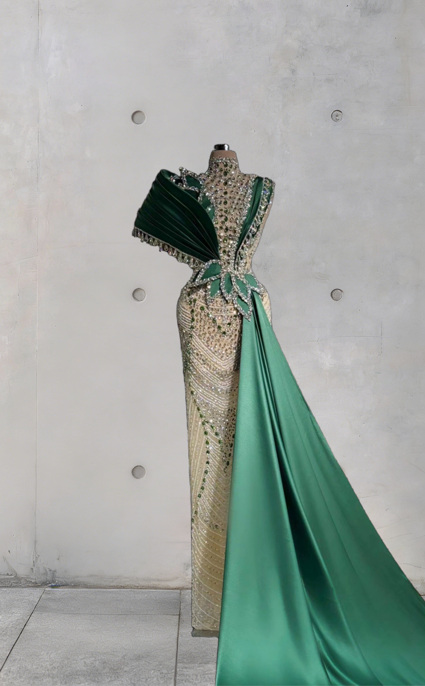 Stylish Sheath High Collar Green Sash Sweet 16th Dresses Beading Crystals Prom Dress AP6118