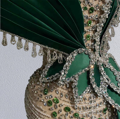 Stylish Sheath High Collar Green Sash Sweet 16th Dresses Beading Crystals Prom Dress AP6118