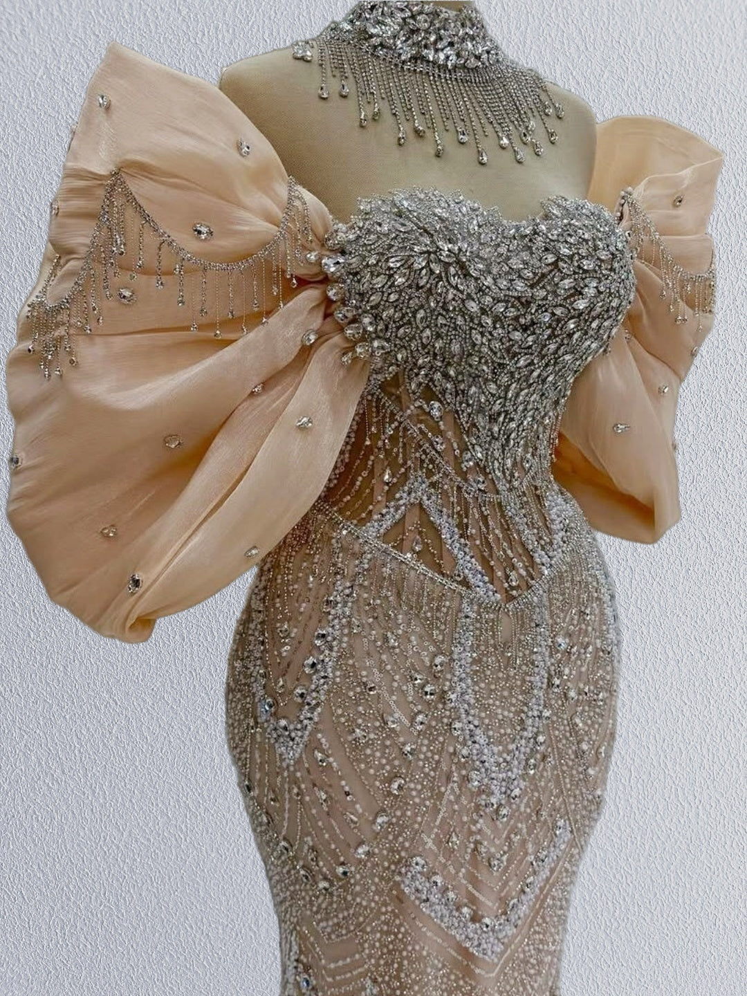 Sexy Off Shoulder Mermaid Evening Dresses Beading Crystals Prom Dress AP6123