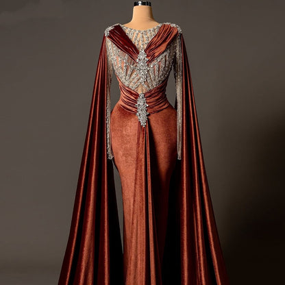 Modern Jewel Neck Sheath Evening Dress Beading Long Sleeve Crystals Prom Dress AP6126