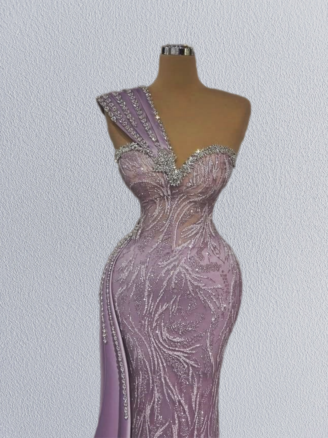 Maximalism One-Shoulder Mermaid Evening Dresses Rhinestones Sequins Prom Dress AP6129