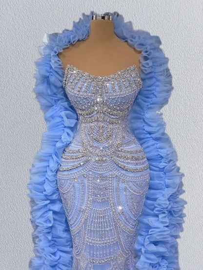 Enchanting Strapless Evening Mermaid Dress Beading Crystals Prom Dress AP6145