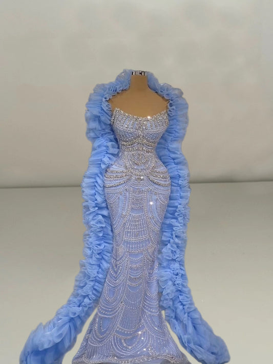 Enchanting Strapless Evening Mermaid Dress Beading Crystals Prom Dress AP6145