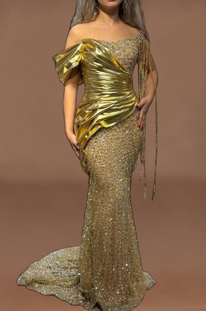 Appealing Off-Shoulder Sheath Sweet 16th Dresses Beading Sequins Prom Dress AP6150