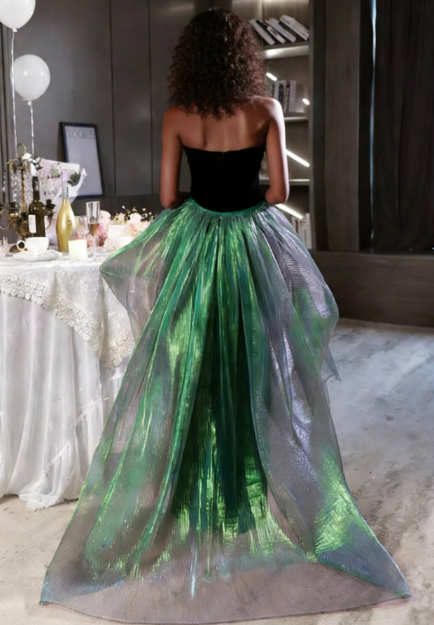 Gothic-Style Strapless Evening Mermaid Dress Black Prom Dress AP6158
