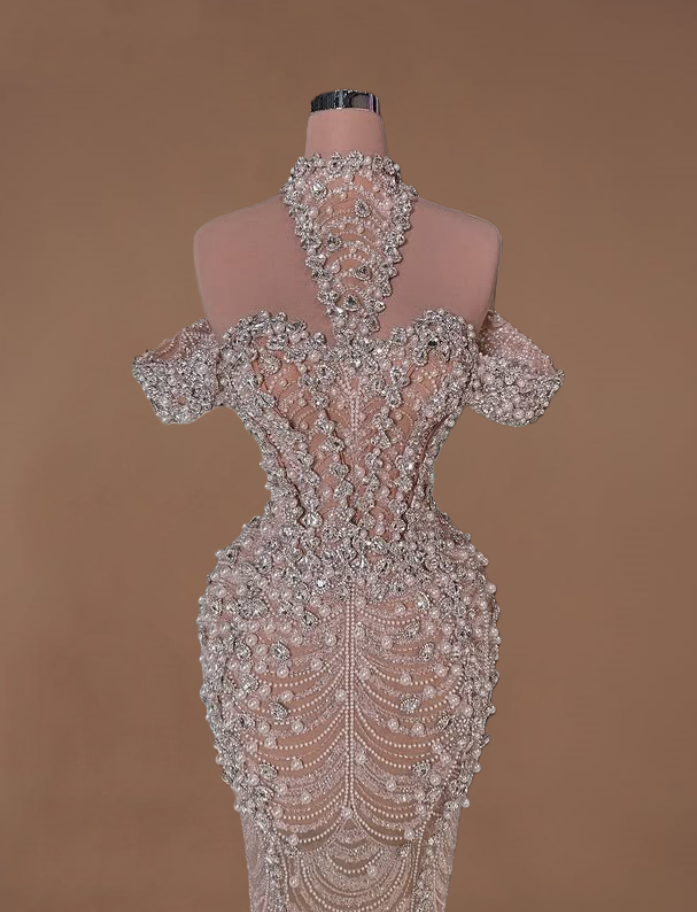 Sleek Off-Shoulder Sheath Sweet 16th Dresses Beading Rhinestones Prom Dress AP6160