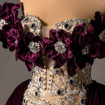 Artistic A-Line Off-Shoulder Evening Dress Beading Crystals Prom Dress AP6177