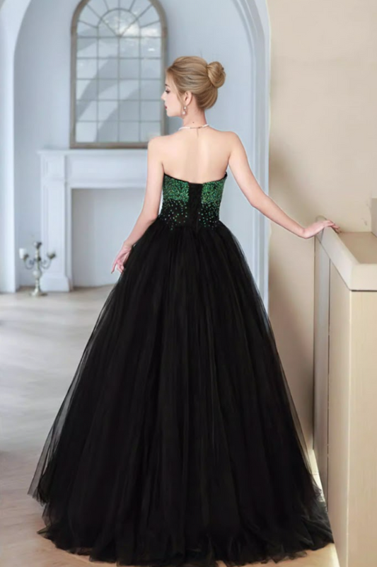 Dreamy Strapless A-Line Sweet 16th Gowns Sequins Layered Tulle Prom Dress AP6178