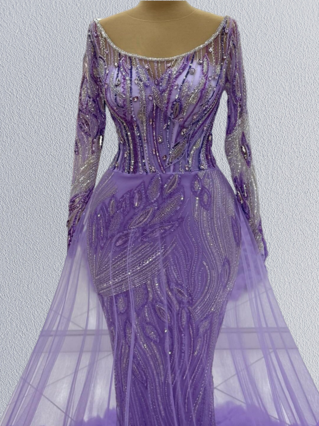 Trendy A-Line Jewel Neck Ruffled Tulle Sweet 16th Dresses Long Sleeve Sequins Crystals Prom Dress AP6202