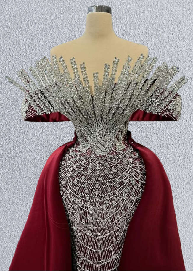 Appealing A-Line Off-Shoulder Evening Dress Crystals Beading Prom Dress AP6233