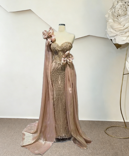 Enticing Sheath One Shoulder Sweet 16th Dresses Beading Handmade Flowers Prom Dress AP6236