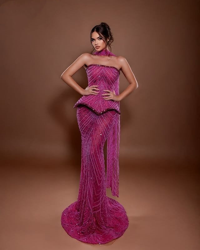 Eye-Catching Sheath Strapless Sweet 16th Dresses Sequins Rhinestones Prom Dress AP6239